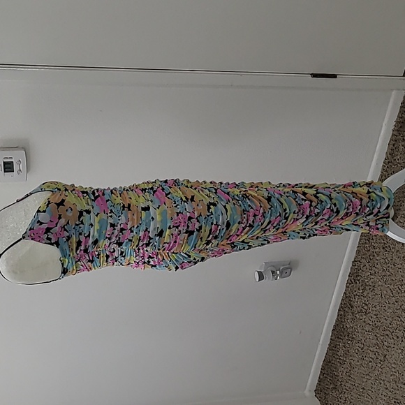 ARFM Ruched Mesh Midi Slipdress in Sky Floral Size Large NWT - Picture 9 of 15